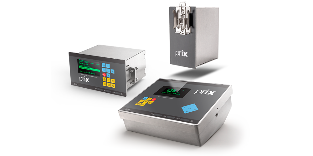 Terminal de Pesagem TI310, com variações de aplicação: opção para painel, opção para uso em mesa ou parede e opção para trilho DIN